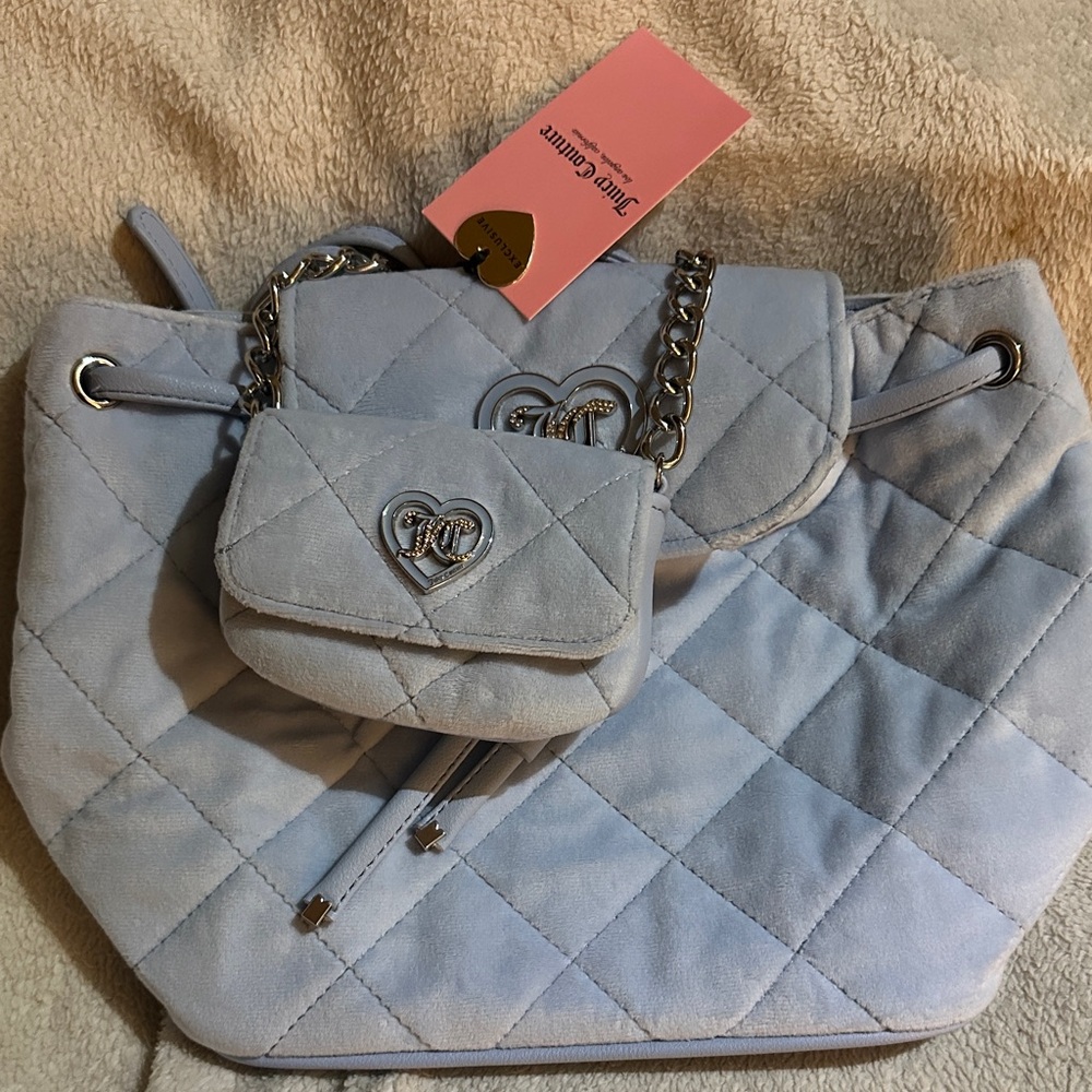 Juicy Couture Light Blue Quilted Shoulder Bag Set